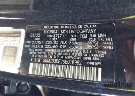 2025 Hyundai Tucson Sel from USA, damaged, VIN 3KMJB3DE2SE018982